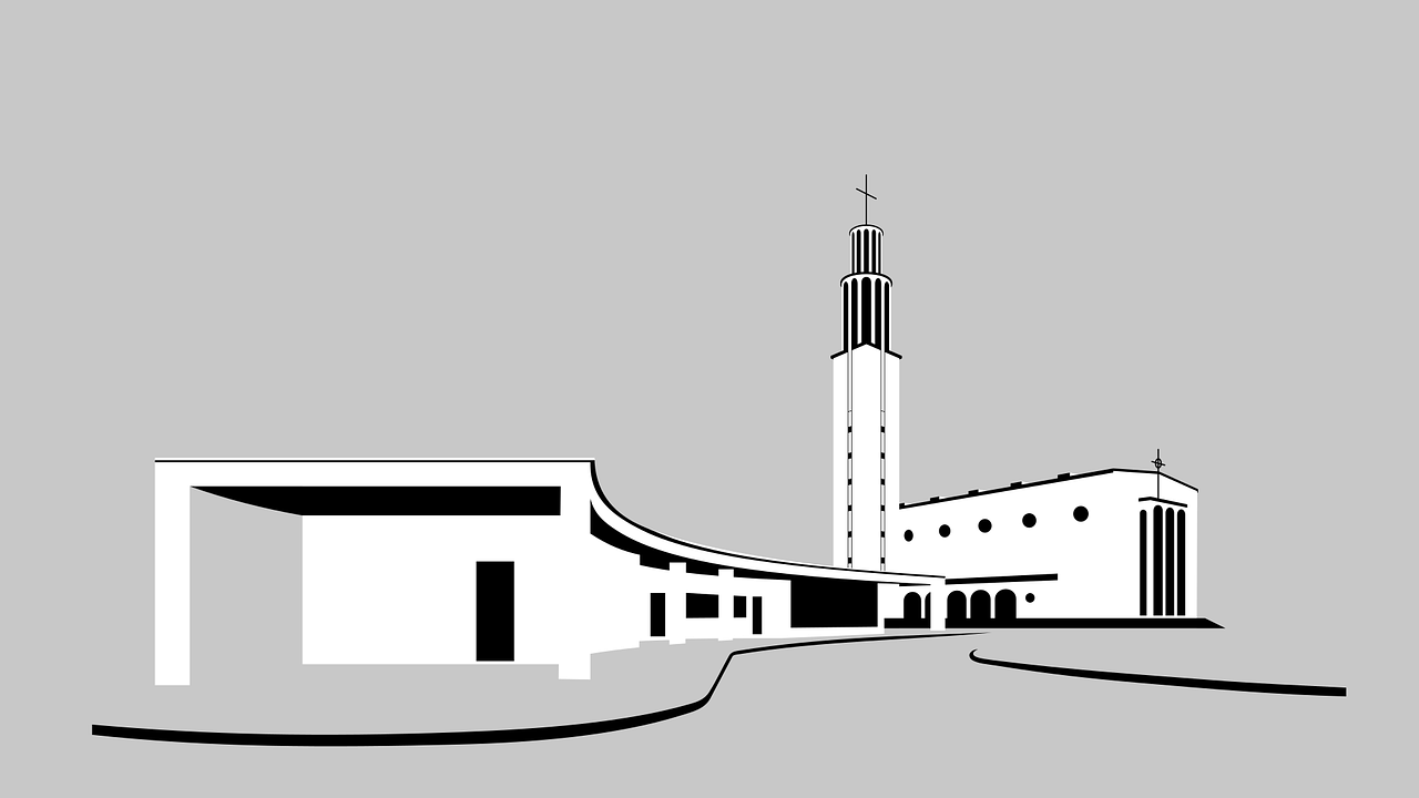 Zeichnung einer Kirche