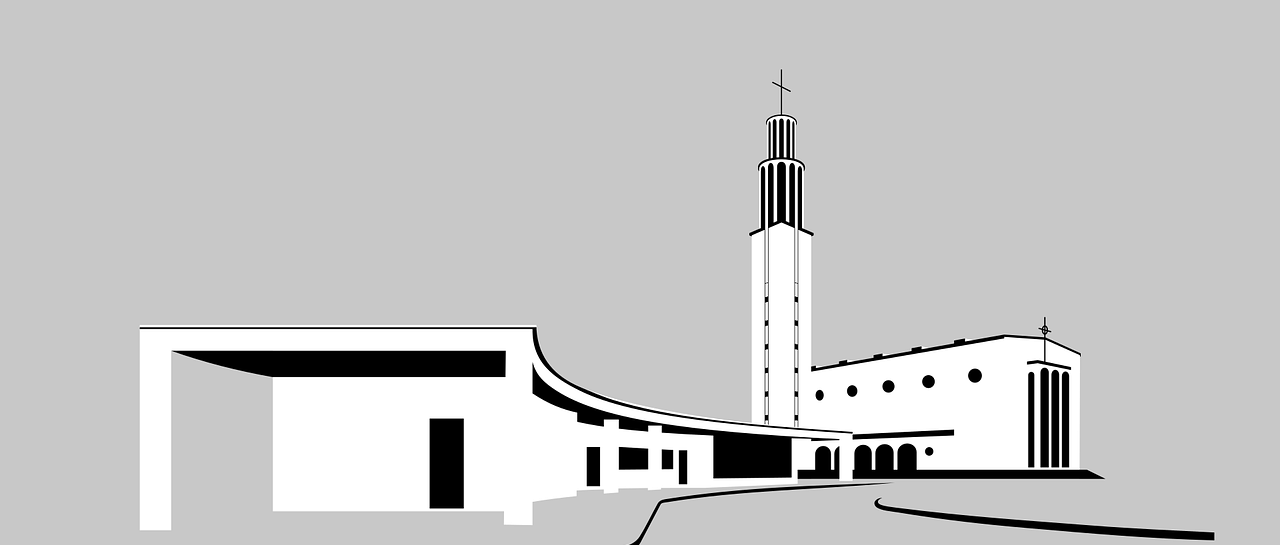 Zeichnung einer Kirche